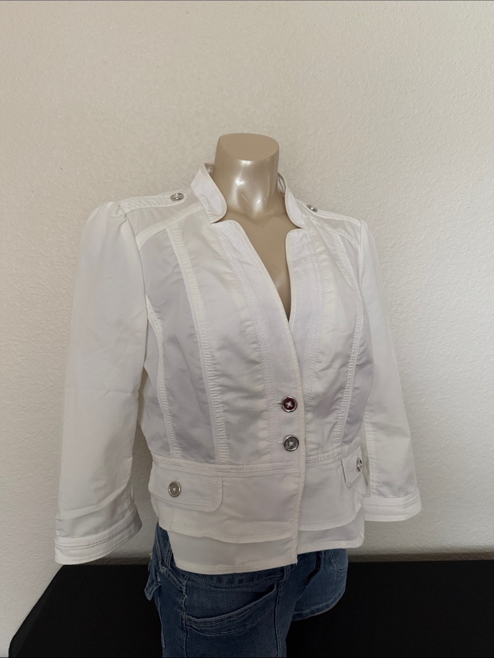 White House Black Market White Tailored Military-Style Blazer